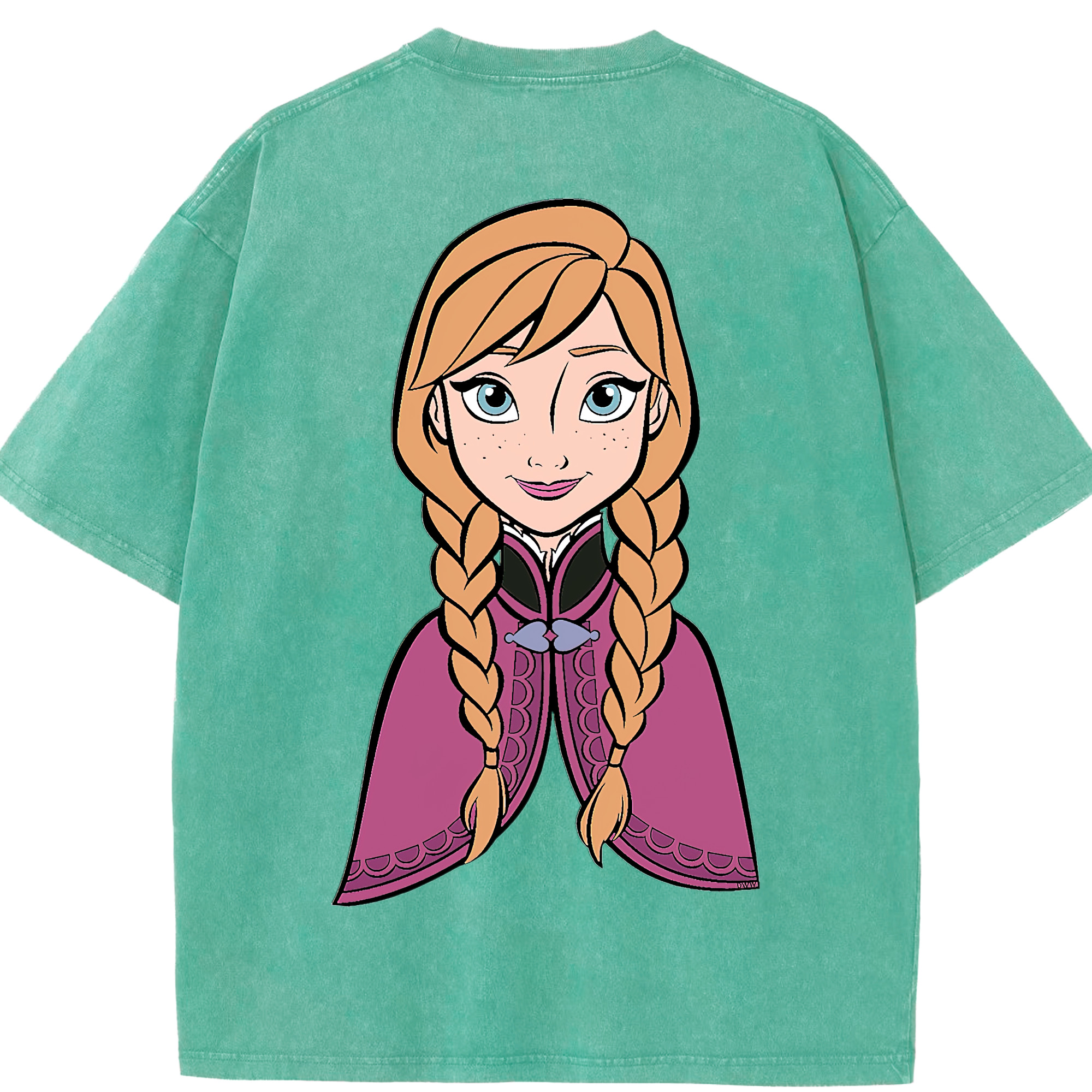 （画像用） アナと雪の女王 アンナ エルサ Frozen Anna Elsa 綿100% ヴィンテージ風 半袖Tシャツ（背面プリント）